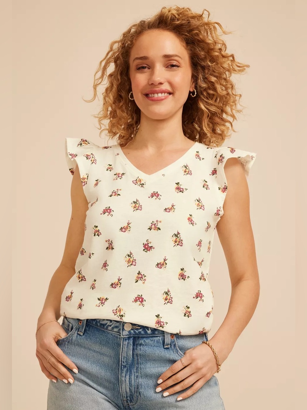 Maurice’s floral v neck flutter sleeve tee